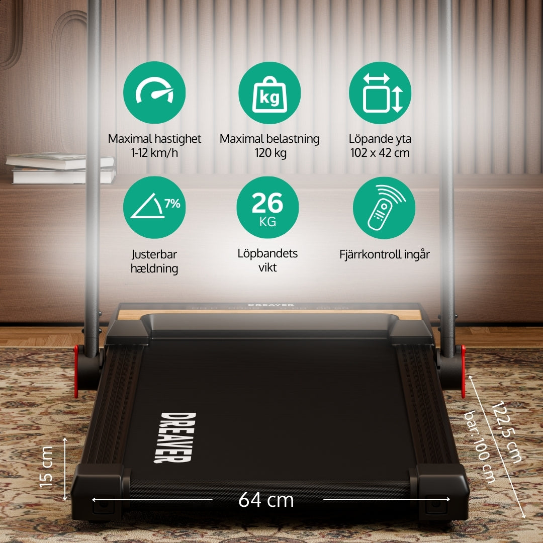 Dreaver X250 Löpband - Lutning 7 % - 1-12 km/h